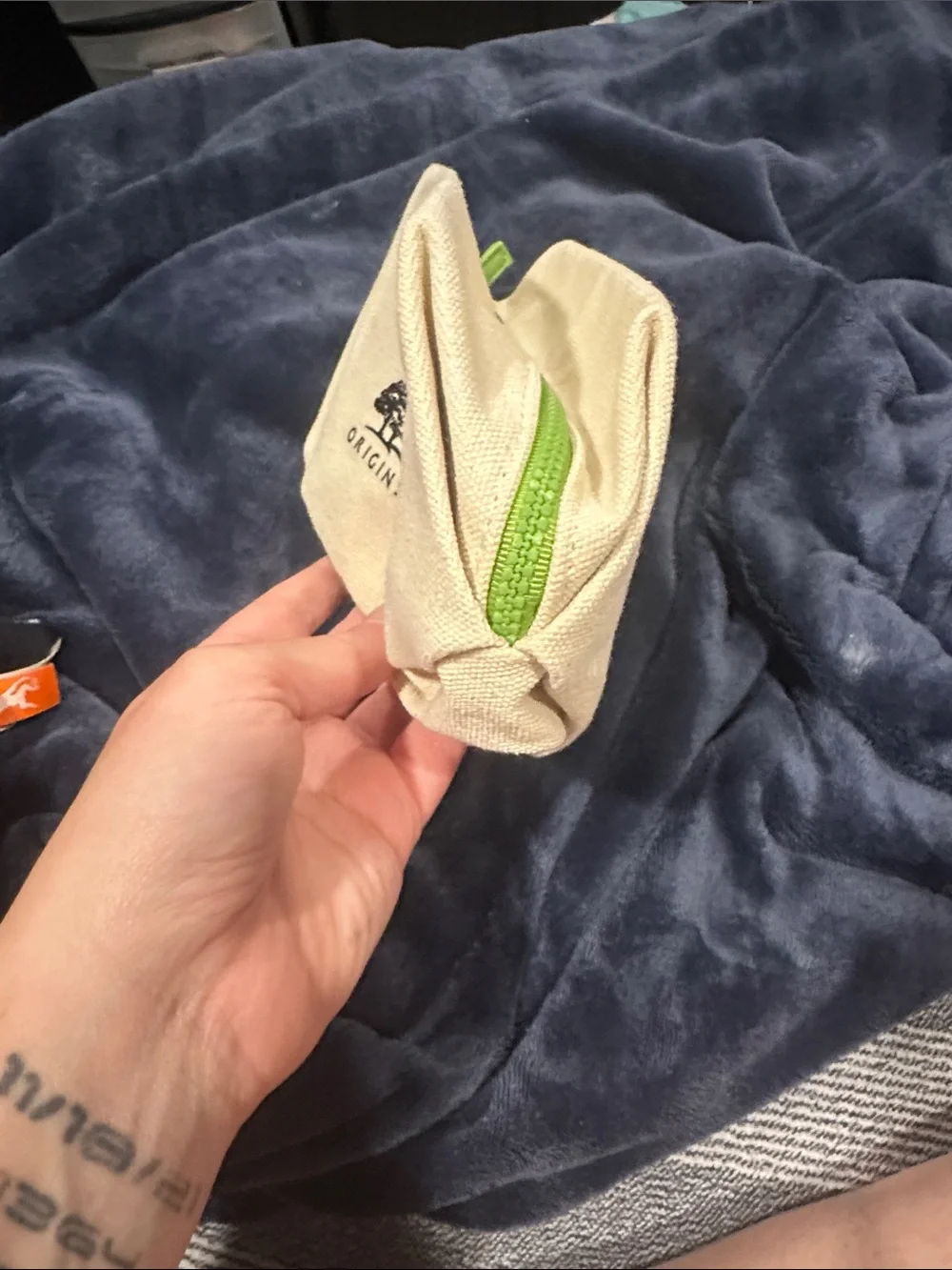 Origins Natural Canvas Cosmetic Pouch with Black Logo